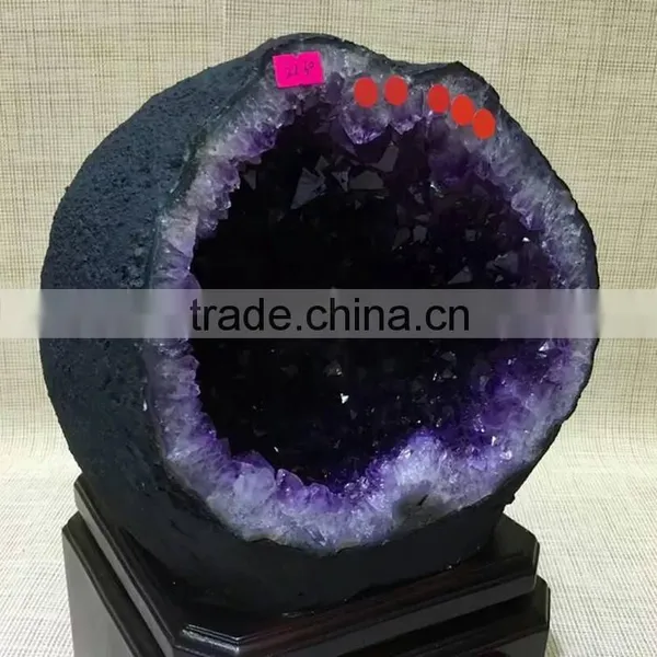 High Quality Natural Brazil Amethyst Geode Purple Quartz Crystal Large Geode for Sale photo-5