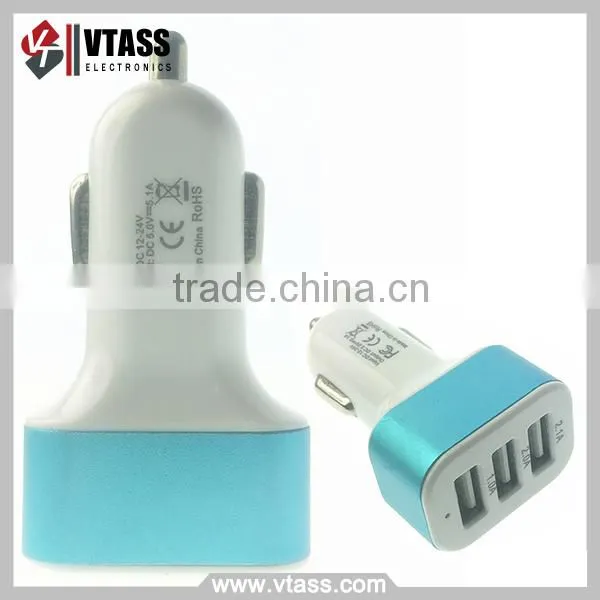 Hottest Wholesale Mult-funtion 3 Usb Car Charger 3 Ports 5.1A Output