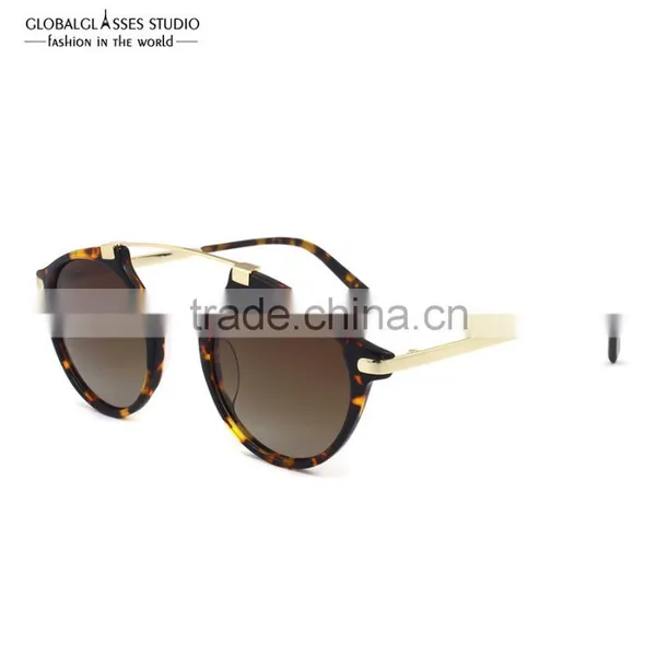 Shinny Gold Metal Brow Bar Sunglasses Women Designer Sunglasses Fashion Summer Style Black /Demi Havana Color 6604C photo-2