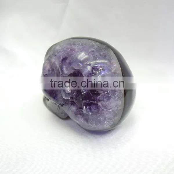 Hand Carved Natural Crystal Geode Crystal Skull For Sale or Gift to Lovers photo-3