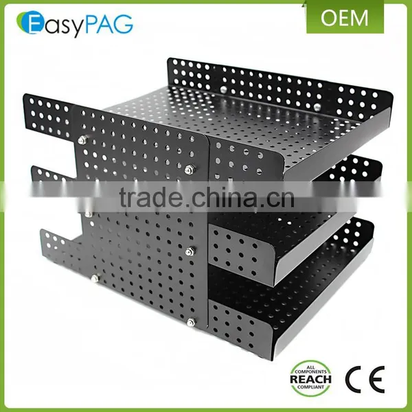 Factory Custom Made Black Color 3 Tier Large Space Metal Mesh Office Desk File Holder photo-5