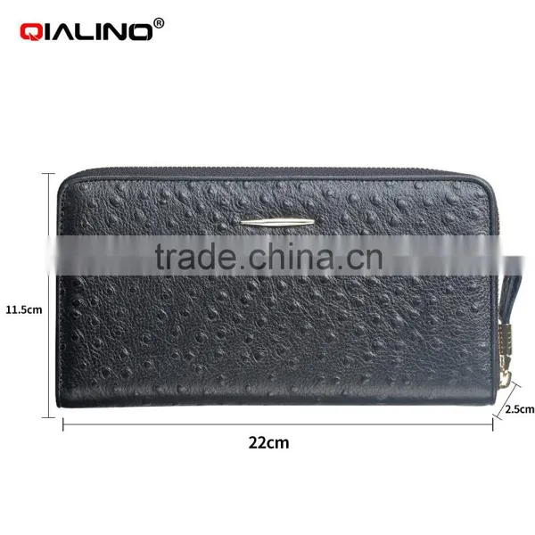 QIALINO Wholesale Zip Wallet Luxury Ostrich Leather Signature Wallets Handbag photo-5