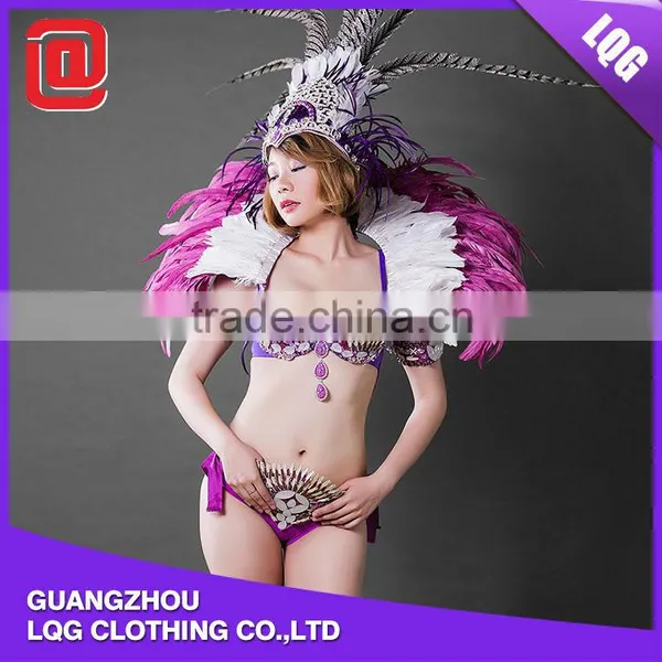 Cheap Handmade Purple Feather Rhinestone Decorated Funny Carnival Adult Costume photo-3