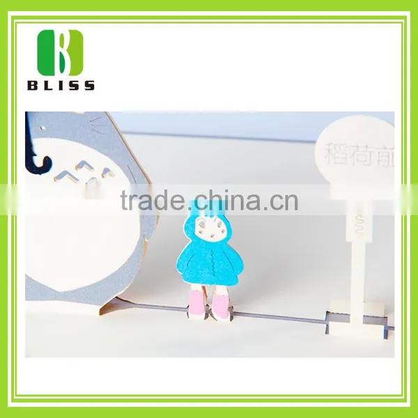 Handmade Best Wishes 120g Glossy Pop up Cartoon Style Custom Paper 3d Greeting Card photo-4
