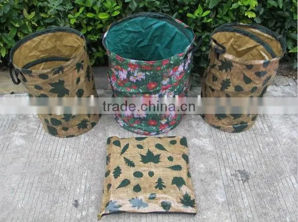 Printed Colorful Pop up Garden Bag Easily Collapsible Pop up Big Volume Garden Leaves Bag