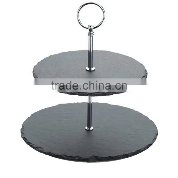 Natural Slate Plate ,2-tiers Slate Cake Stand