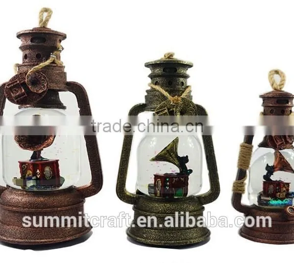 Lantern Lights Resin Antique Mini Phonograph Antique Snow Globes photo-2