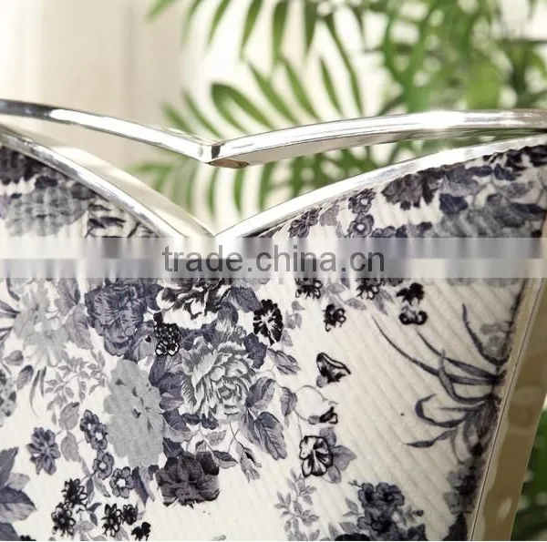 Painting Fabric Cover Mirror Silver Stainless Steel Dining Chair photo-5