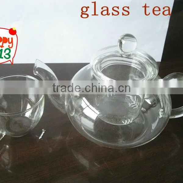 2013 new design borosilicate glass tea set