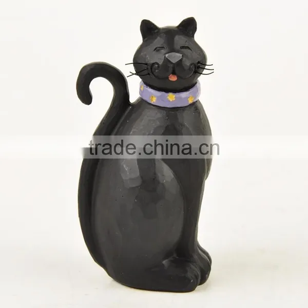 Custom Hand-painted Resin Halloween Black Cat Statue photo-4