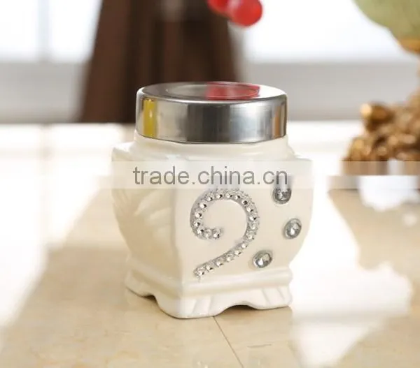 Ceramic Canister Set With Stainless Metal Frame photo-3