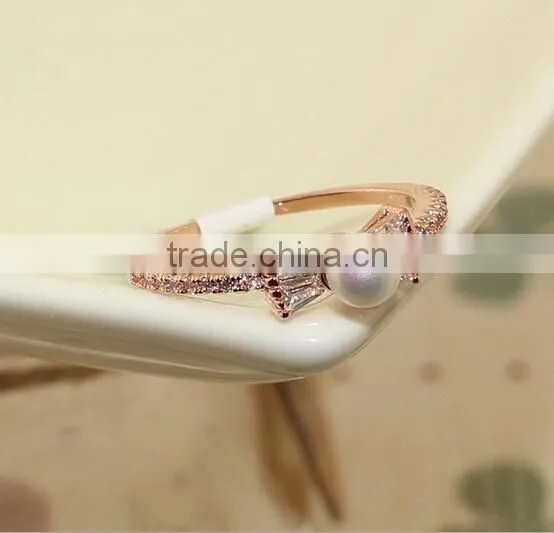 Japan &Korea Bowknot Pearl Diamonds Rings photo-2