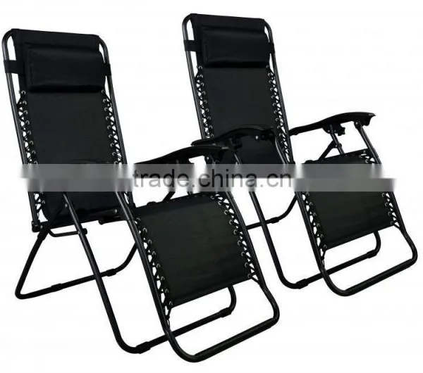 2 Pack Garden Folding Black Infinity Zero Gravity Lounge Chair photo-2