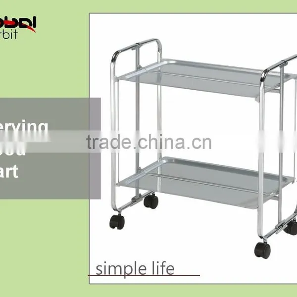Kitchen Stainless Steel Serving Cart Food Wooden 3 Tier Shelf Rolling Wheels photo-6