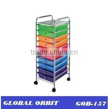 Colorful 10 Tier Plastic Storage Drawer Cart photo-2