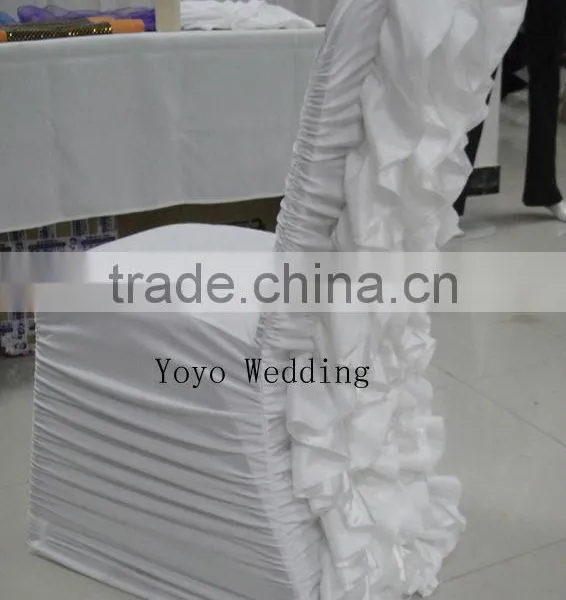 Ruffle Spandex Chair Cover With Satin Flower photo-2