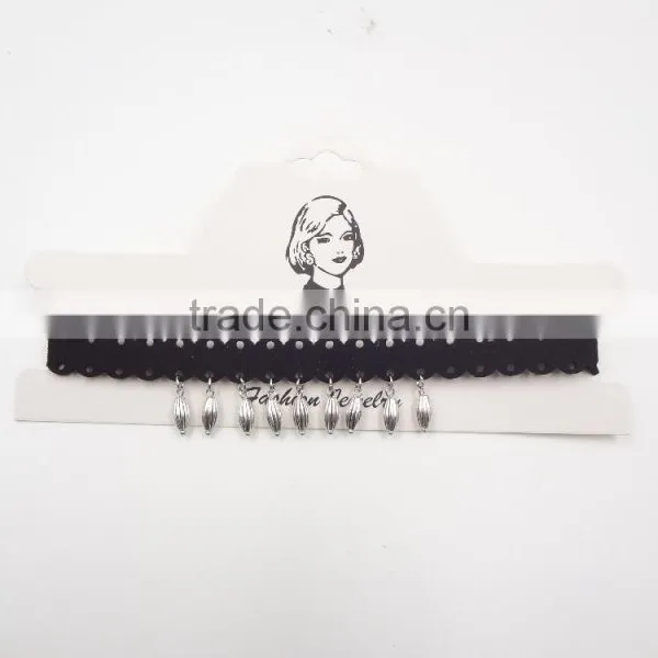 Fashion Silver Charms Pendant Black Chamois Leather Choker for Womens Jewelry photo-4