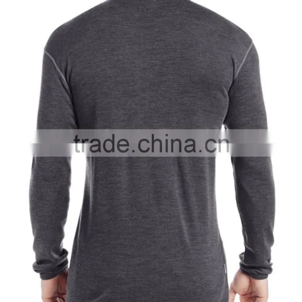 Custom 2016 New Brand 100% Pure Merino Wool Men's Mid Weight 1/4 Zip Outdoor Athletic Base Layer Sport Long Sleeve Clothes Shirt photo-2