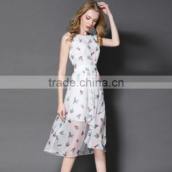Maxnegio Women Casual One Piece Dress in Floral Print Sexy Slit Maxi Topshop Ruffle Dress photo-6