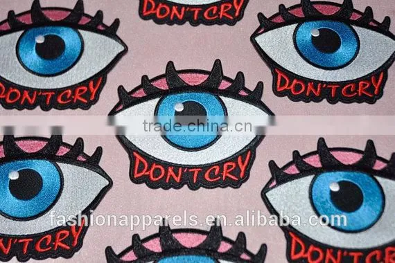 Custom Hand Made Don't Cry Eye Embroidered Patch for Clothes Embroidery Patch Made in China Choose Size/color photo-3