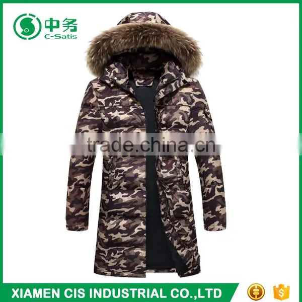 2017 Latest Design Fashion Winter Outdoor Overcoat Mens Camo Long Down Coat photo-2