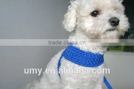Friendly Dog Collar And Matching Leash Crochet Leather Dog Leash Cotton Pet Harness photo-3