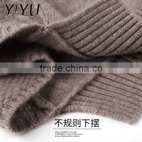 Fashion Winter Cashmere Sweater Women Irregular Hem Long Sleeve Knit Pullover photo-5
