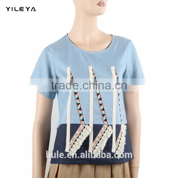 Different Colors High Fashion Embroidered Women 100% Linen t Shirt photo-3