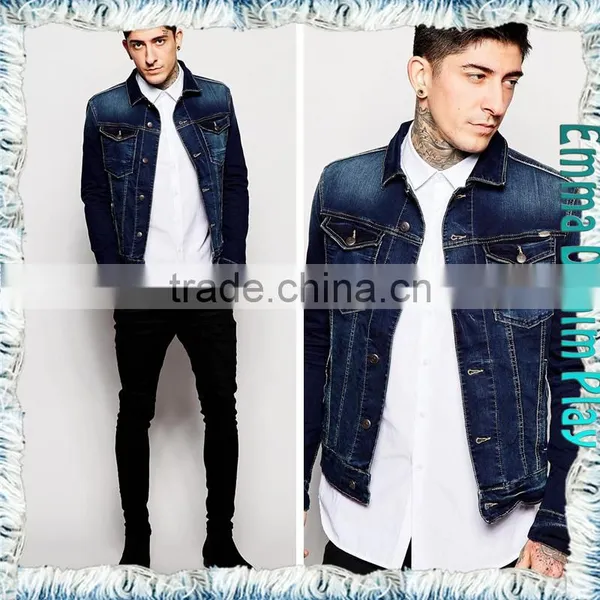 2016 New Brand Hot Sale Indigo Jean Mens Silver Button Jackets Coats photo-4