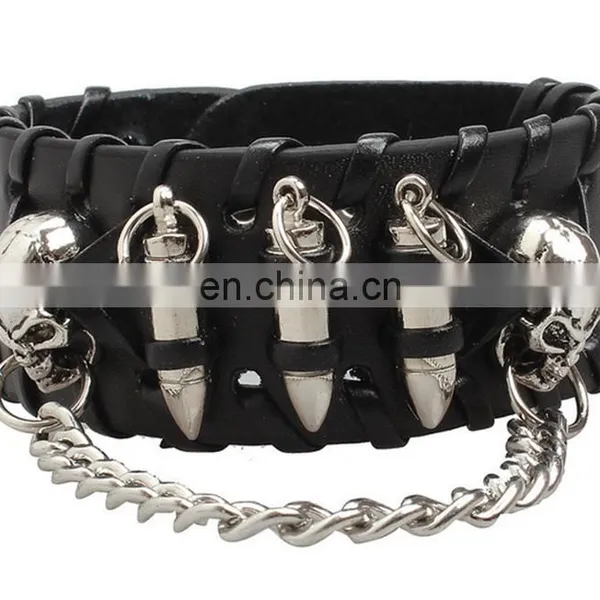 Fashion Cool Euramerican Style Decorative Rivet Punk Thick Leather Bracelet photo-2