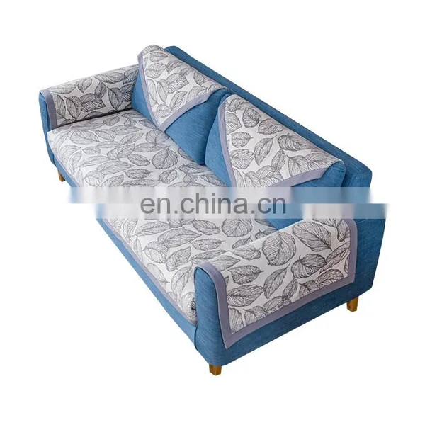 Up-market White Leaves Pattern Cotton Fabric Bias Strip Protective Sofa Covers photo-5