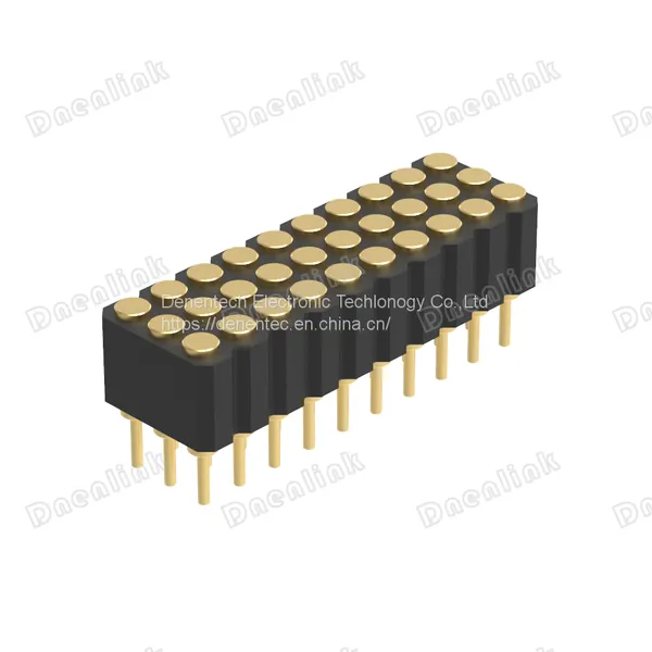 Dnenlink 2.00mm Pitch Triple Row H4.0mm Plane Contact Straight SMT Female Header PogoPin Connector