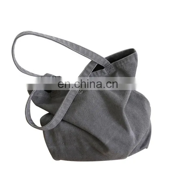 Durable Linen Cotton Canvas Shopping Tote Single Shoulder Bag for Womens photo-5