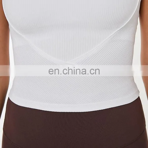 OEM & ODM Supplier Custom Logo Ribbed Fashion Gym Wear Sleeveless Yoga Crop Tank Top photo-2