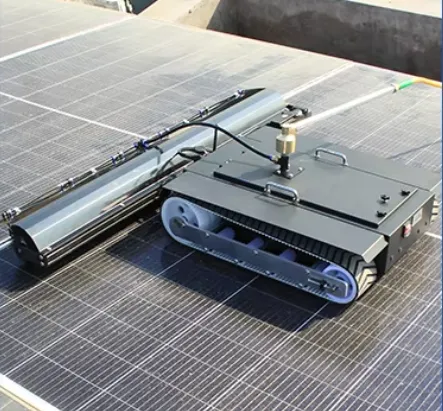 Crawler Type Remote Control Solar Panel Cleaning Robot Rotating Brush Photovoltaic Solar Cleaner Robot photo-3