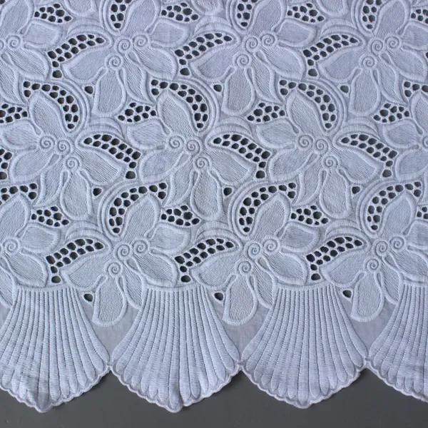 XE059 Bleach Eyelet Fabric Schiffli Cotton Lace Fabric Hollow Out For Garments photo-3