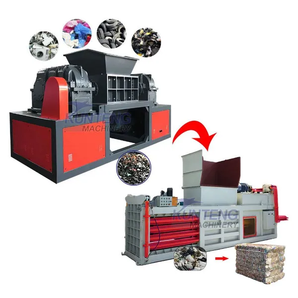 Heavy Duty Industrial Waste Shredder and Baler Plastic Metal Cardboard Shredder Packing Machine EPC