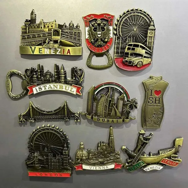 Wholesale Price Personalized Turkey Istanbul UK London England Vienna UAE Dubai Italy Venice Custom 3D Embossed Metal Fridge Magnet Factory