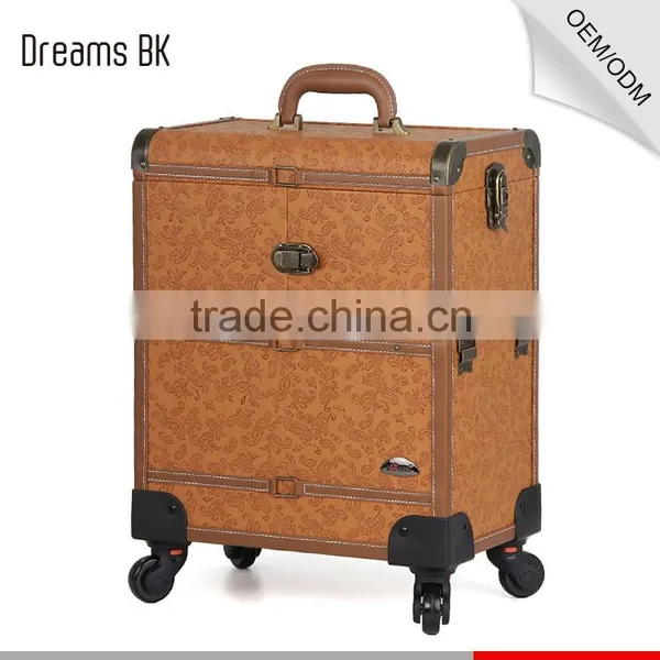 New Design Fashionable Makeup Organizer Cosmetic Makeup Trolley Case With Mirror photo-3