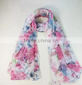 Selling Latest Design Cheap Colorful Flower Printed Scarf photo-4