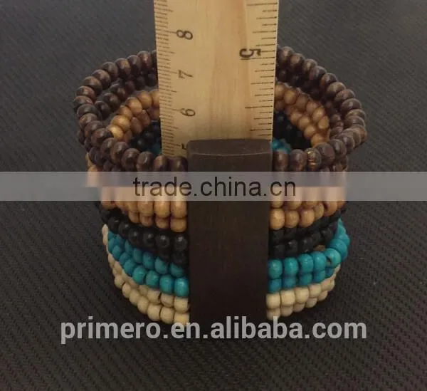 New Designer Bohemia Wood Boho Beads Bracelet Beaded Multilayer Stretch Bangles photo-6