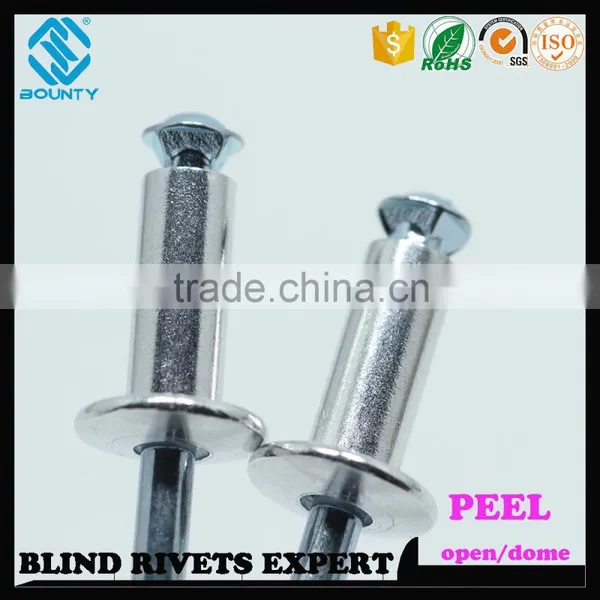 HOT SELLING OPEN END FACTORY DOME HEAD ALUMINUM PEEL BLIND RIVETS photo-4