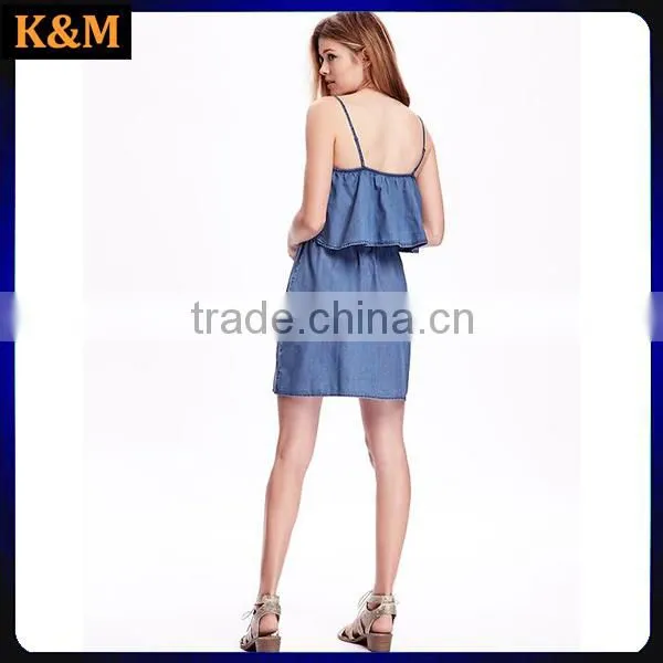 Chambray Overlay Dress Comfortable Dress Cute Dress photo-4