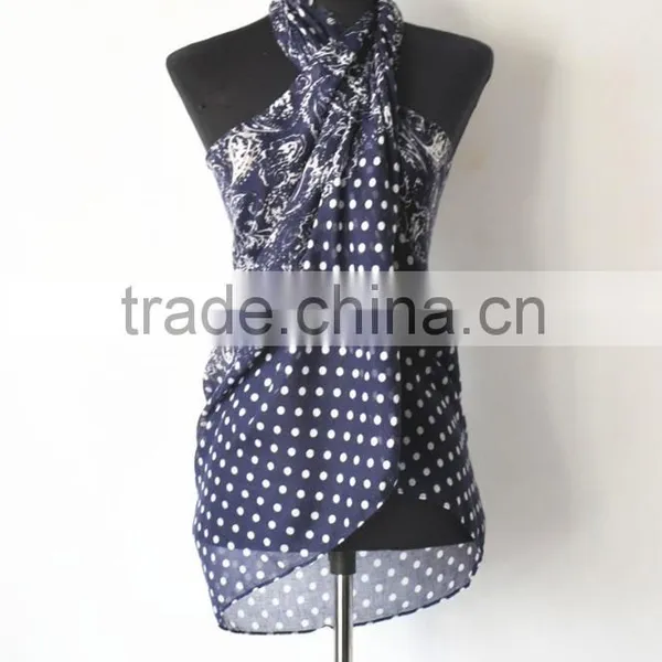 Summer Fashion High Quality Polyester Voile Customaized Printed Sarong photo-3
