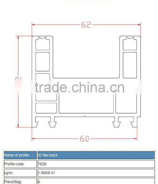 Kinbon Upvc Profile 62 Two Track Plastic u Profile photo-2