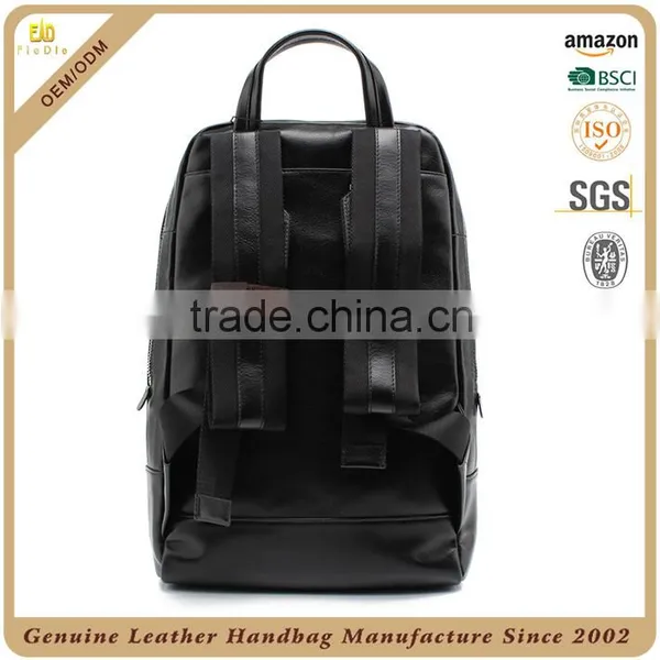 Guangzhou OEM Factory Custom Lady Leather Backpack Black Travel Bag Genuine Leather Women Backpack With Your Logo photo-3
