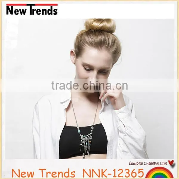 Wholesale Women Costume Jewelry Ethnic Feather Pendant Necklace photo-6