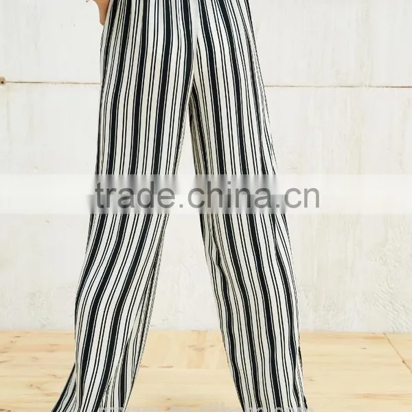 Lady Newest Fashion Women Teen Girls Slim Long Wide Legs Stripes Trousers photo-4