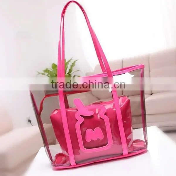 Print Feeder Pattern Transparent Crystal PVC Bag in Bag/beach Bag for Summer photo-3