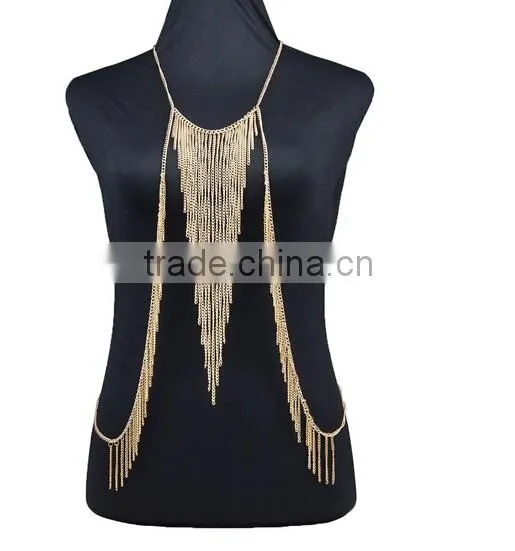 2016 Women Summer Bikini Tassels Gold Body Jewelry, Long Sexy Body Chains photo-4